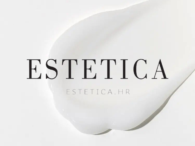 Close-up view of a white cosmetic cream smear texture with the Estetica and Estetica.hr logo overlay.